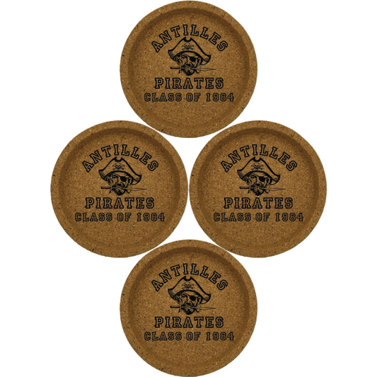 Antilles High School Pirates Class of 1984 Cork Coaster Set