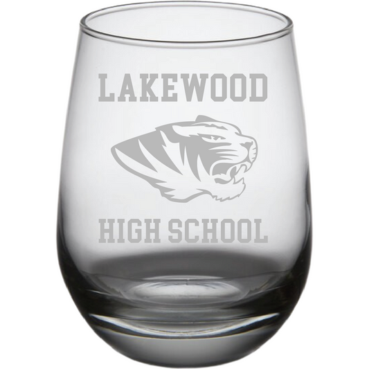 Lakewood High School Stemless Wine Glass