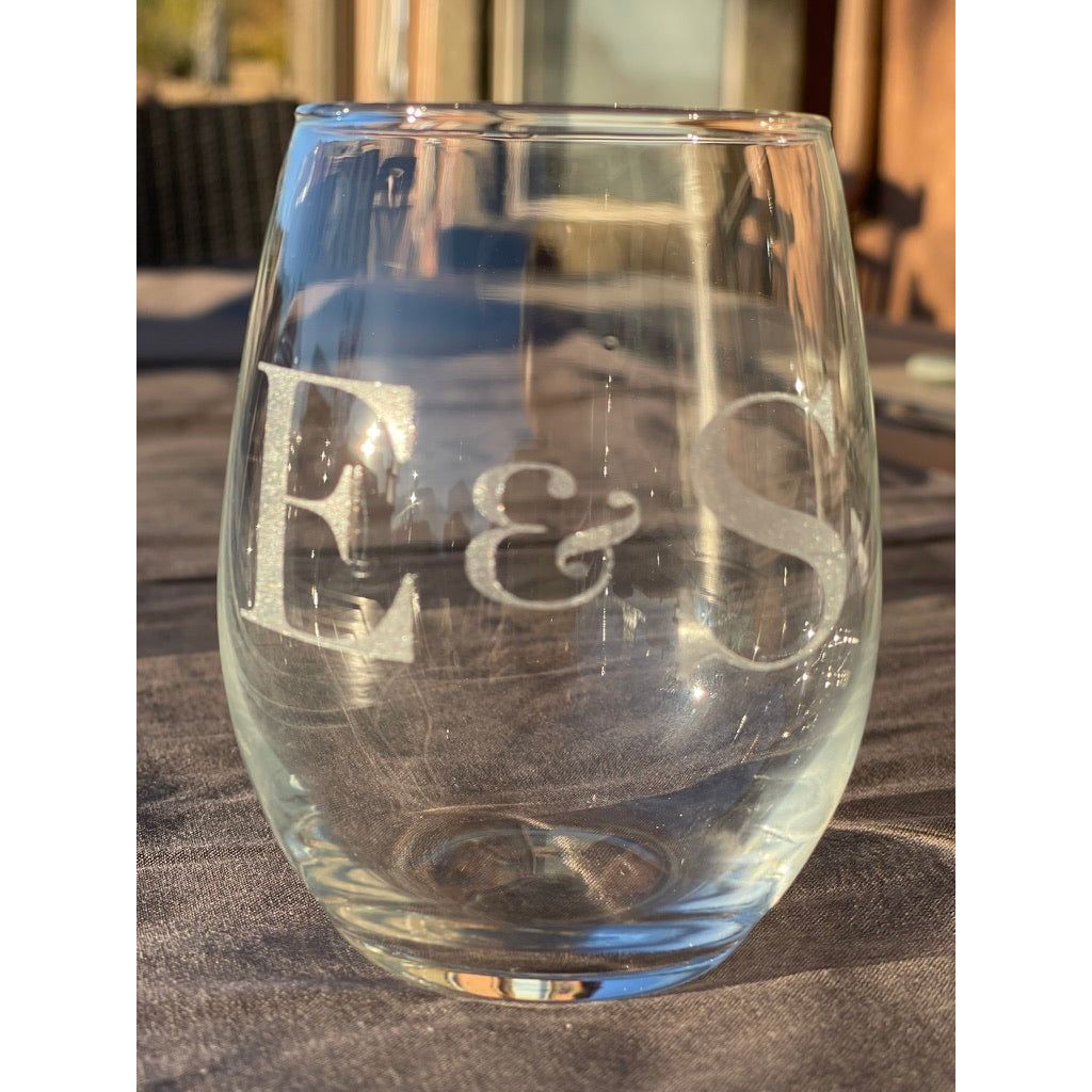 Bespoke Stemless Wine Glasses - Gold Camp Engraving