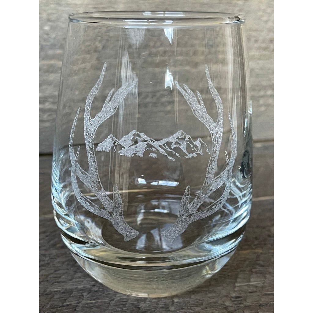 Bespoke Stemless Wine Glasses - Gold Camp Engraving