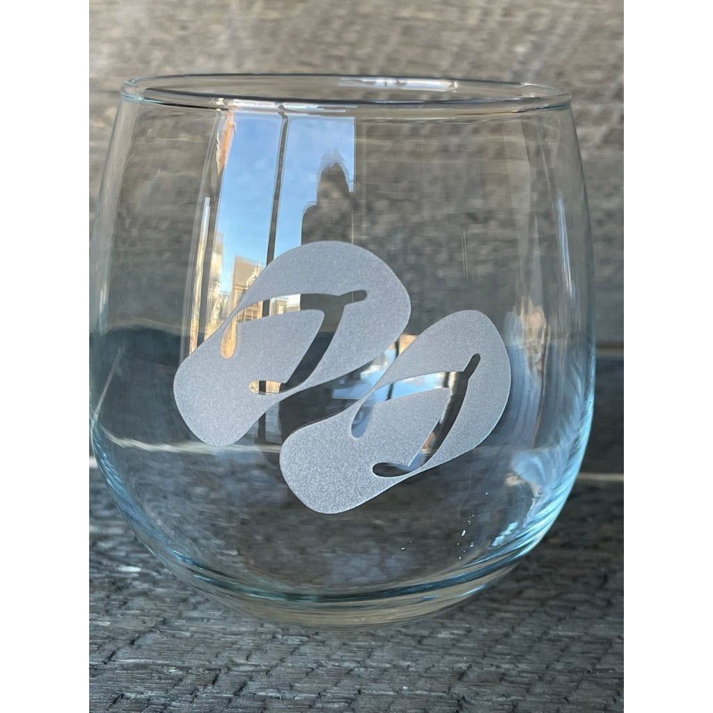 Bespoke Stemless Wine Glasses - Gold Camp Engraving