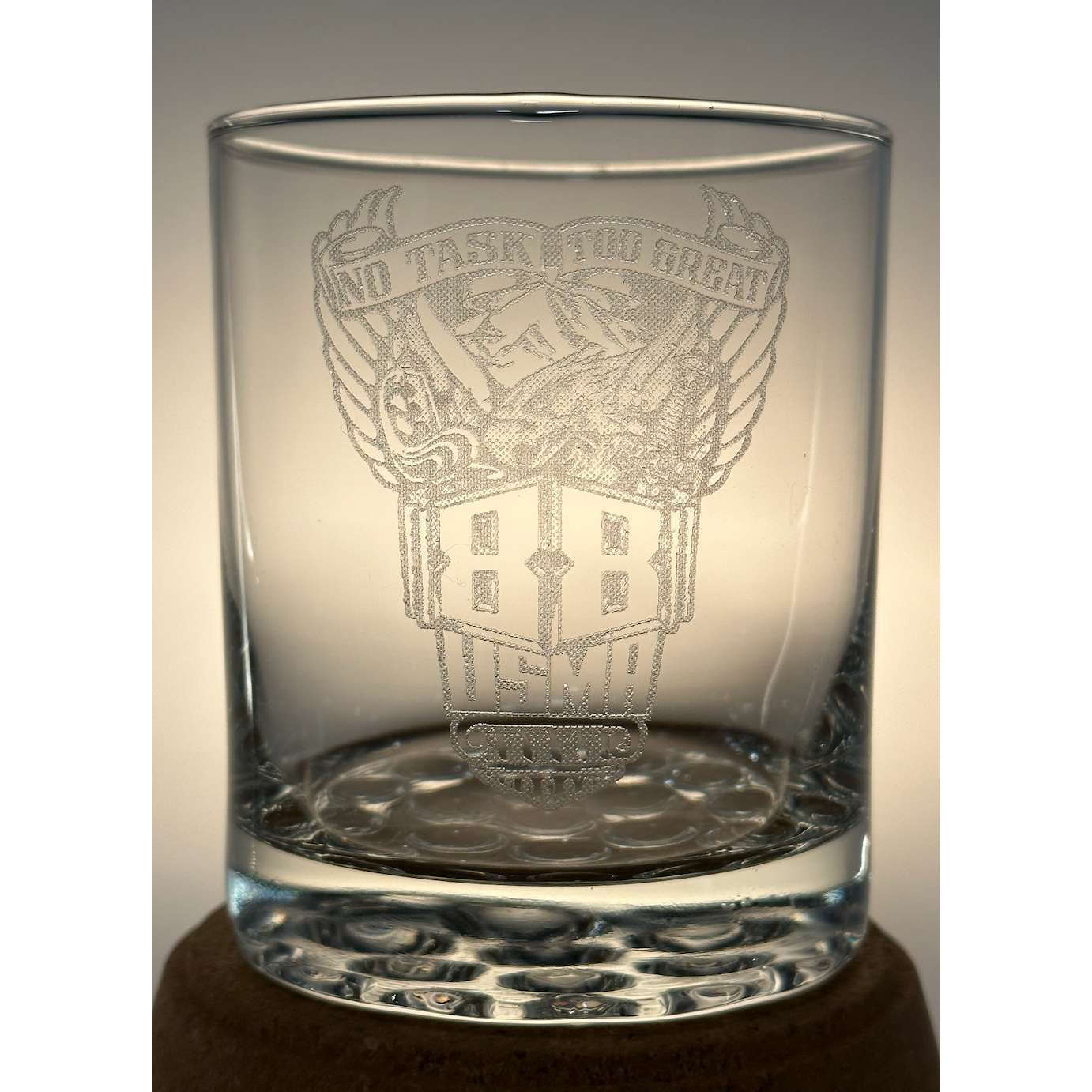 USMA '88 Double Old Fashioned Glass-Nob Hill Base - Gold Camp Engraving